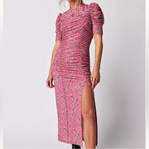 Free People Pink Floral Mesh Dress